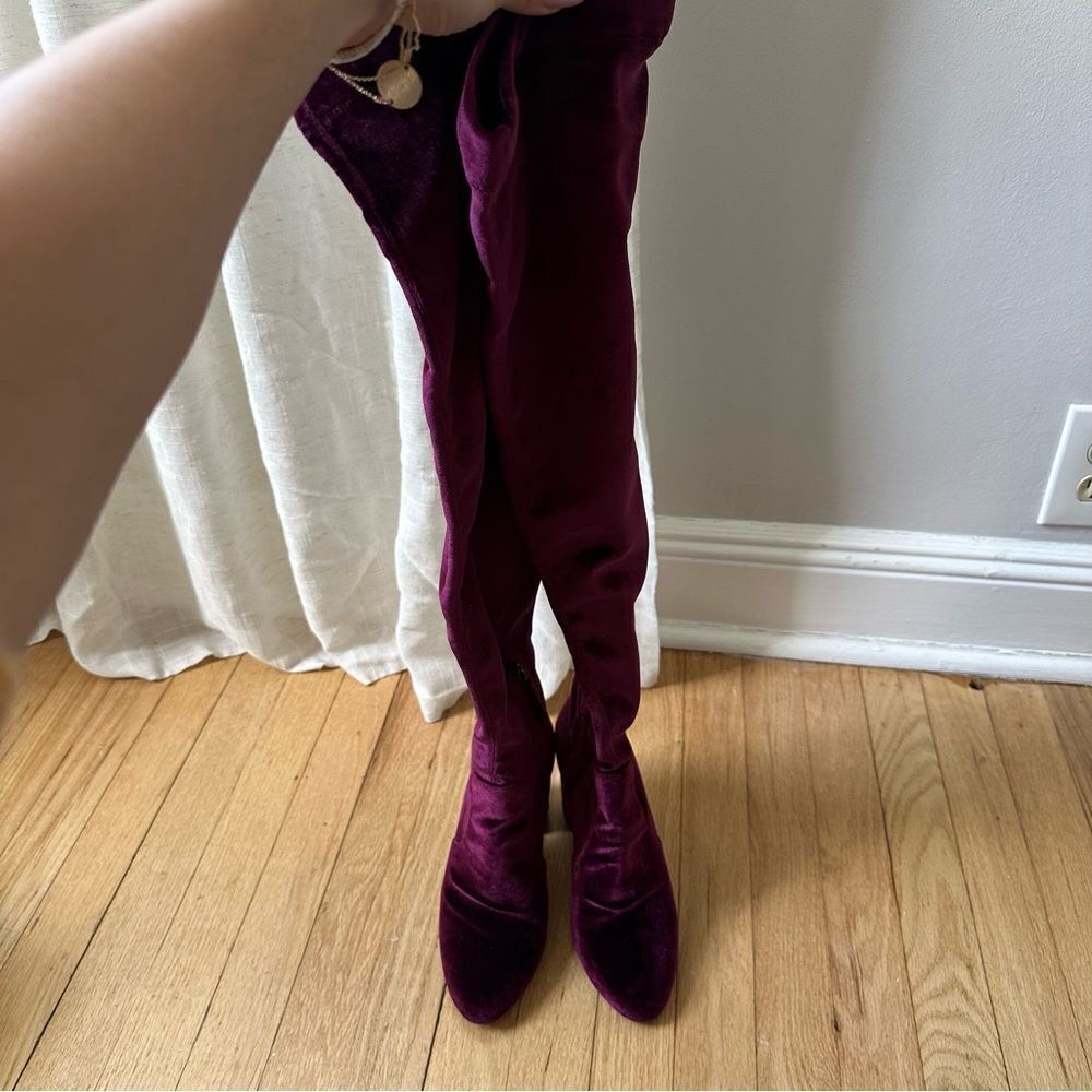 AQUAZZURA So Me Eggplant Purple Over the Knee Heel Boots - Picture 5 of 13